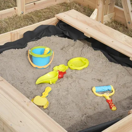 Aire De Jeux Axi Dex En Bois - Avec Mur D'escalade, Bac À Sable Et Barres De Singe. 7