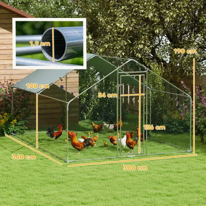 4goodz Kippenren Met Waterdichte En Uv-bestendige Hoes - 10-15 Kippen - 3 X 3,4 X 1,9 M 2