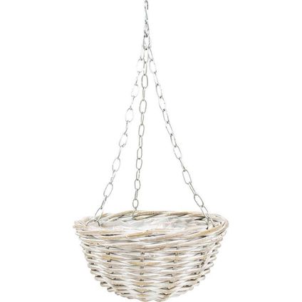 Vd Leeden Hangmand - Wit - Rotan – D30 Cm - Gevlochten - Hangend