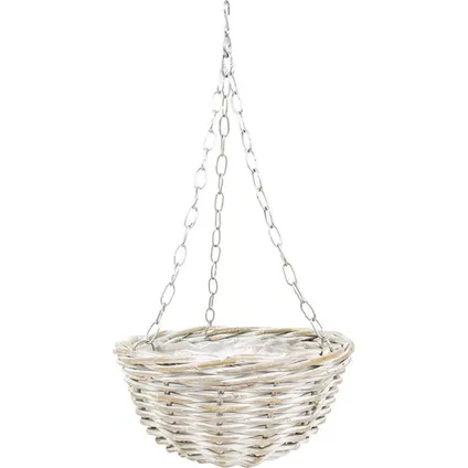 Vd Leeden Hangmand - Wit - Rotan – D30 Cm - Gevlochten - Hangend