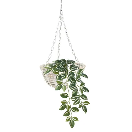 Vd Leeden Hangmand - Wit - Rotan – D30 Cm - Gevlochten - Hangend 2