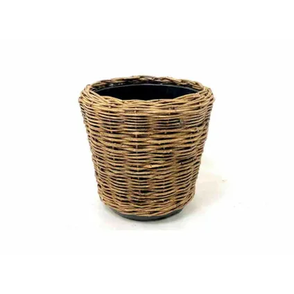 Van Der Leeden Planten Mand - Rond - Rotan - Gevlochten - 32x29cm 2