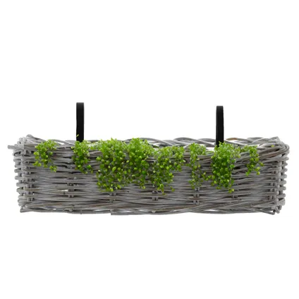 Van Der Leeden Balkonmand - Wit - Rotan Gevlochten - 60x20x16 Cm
