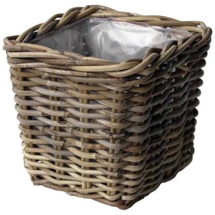 Planten/bloemen Mand - Rotan - Gevlochten Riet - L27xb27xh25 Cm 2