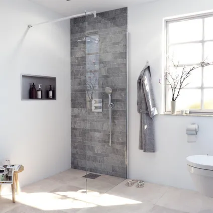 Fugaflow Eccelente Vetro Inloopdouche - 180x200cm - Helder Glas - Chroom 6