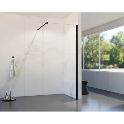 Fugaflow Eccelente Vetro Inloopdouche - 30x200cm - Helder Glas - Wandarm - Mat Zwart 2