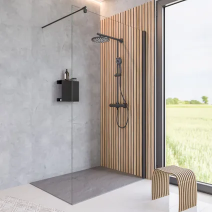 Schulte Douchewand - 100x200 Cm - Vaste Wand - Chroom - Antikalk - 6mm Helder