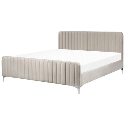 Beliani Bed Lunan Grijs 214x186x102 Cm
