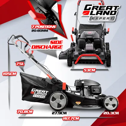 Greatland - 202cc Thermische Zitmaaier Met Honda-motor - Mulching - Zijuitworp 4