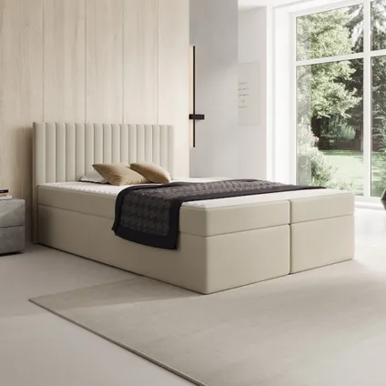 Meubella Boxspring Taiko - Stof Beige - 140x200 Cm 2