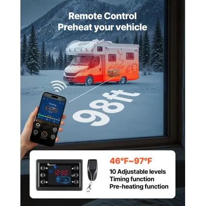 Chauffage Diesel (chauffage Stationnement) Vevor 8kw 12/24v, Bluetooth, Télécommande, Lcd, Réservoir 7l, Camping-car 6