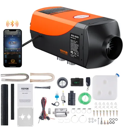 Chauffage Diesel Portable (chauffage Stationnement) Vevor 12v 8kw, 0,16-0,62l/h, 8-36°c, Lcd/bluetooth, Réservoir 10l