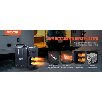 Chauffage Diesel Vertical (chauffage Stationnement) Vevor 8kw 12/24v, Bluetooth, Télécommande, Écran Lcd, Alarme Co 9