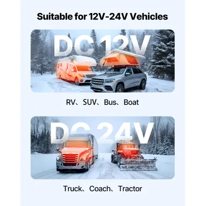 Chauffage Diesel (chauffage Stationnement) Vevor 8kw 12-24v, 0,18-0,36l/h, Télécommande, Interrupteur Lcd 6