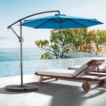 Cipacho - Rechthoekige Zweefparasol - Blauw - Staal - 1 Stuk - 4,5 M 2