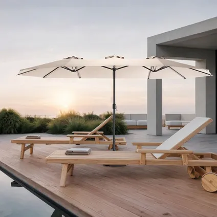 Cipacho - Grote Rechthoekige Parasol - Kaki - Staal 12 Baleinen - Zonder Voet - 1 Stuk - 4,5 M 2