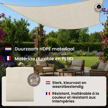 4gardenz Schaduwdoek Waterdoorlatend Vierkant 3x3 Mtr - Crème 2