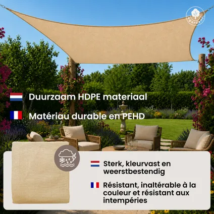 4gardenz Schaduwdoek Waterdoorlatend Vierkant 5x5 Mtr - Zand 2