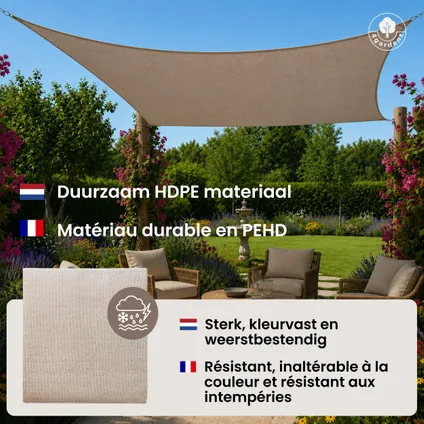 4gardenz Schaduwdoek Waterdoorlatend Vierkant 2x2 Mtr - Taupe 6