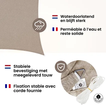 4gardenz Schaduwdoek Waterdoorlatend Vierkant 2x2 Mtr - Taupe 7