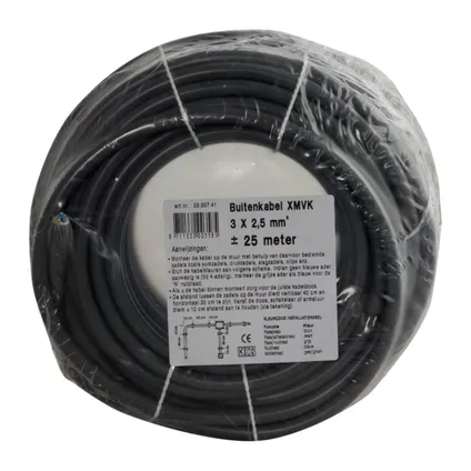Buitenkabel Xmvk 3 X 2.5 Mm² 25 Meter - Weerbestendig