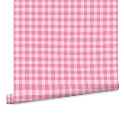 Fien En Teun Behang - Ruit - 10mx53cm - Roze