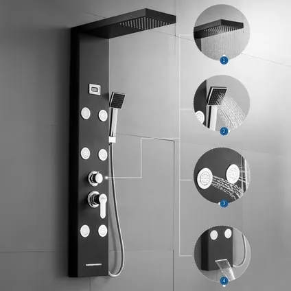 Auralum Max - Douchekolom - Hydromassagedouche Met Lcd-scherm En 4 Uitgangen 2