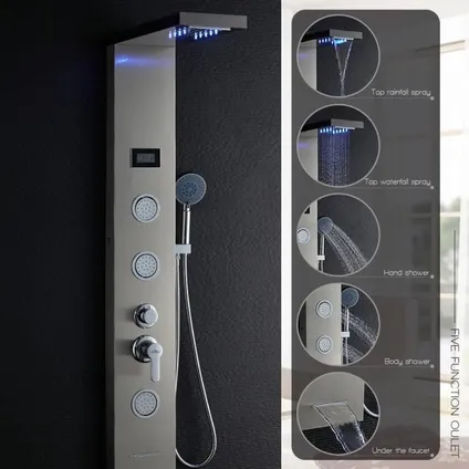 Auralum Max - Douchekolom - Hydromassagedouche Met Lcd- En Led-scherm 3