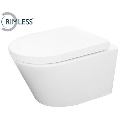 Wiesbaden Vesta Wandcloset Rimless Met Vesta Toiletzitting Softclose En Quick Release Glans Wit