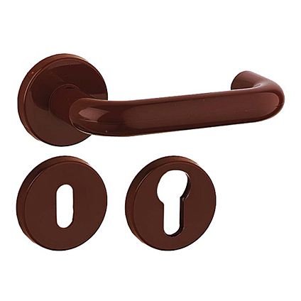 Linea Bertomani deurklinken met rozetten en sleutelplaten kunststof bruin -2 stuks