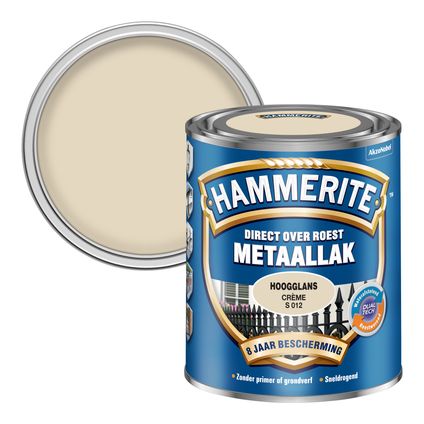 Hammerite metaallak hoogglans crème 750ml