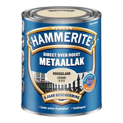 Hammerite metaallak hoogglans crème 750ml 2
