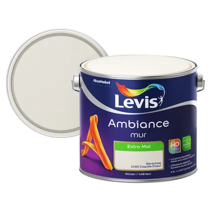 Peinture murale Levis Ambiance Mur coquille d'oeuf extra mat 2,5L