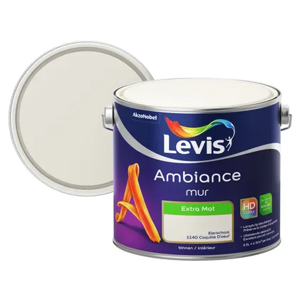 Peinture murale Levis Ambiance Mur coquille d'oeuf extra mat 2,5L 2