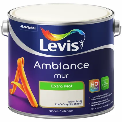 Peinture murale Levis Ambiance Mur coquille d'oeuf extra mat 2,5L 4