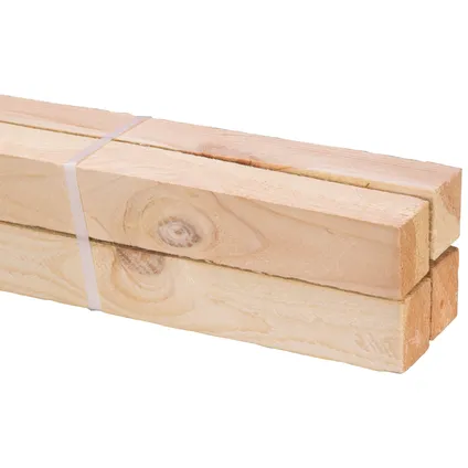 Ruw hout - onbehandeld - 4,6x4,6cm - lengte 240cm - 4 stuks