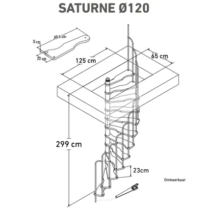 Escalier en colimaçon - Sogem - Saturne - 120×60 cm - escalier peu encombrant - escalier léger 3