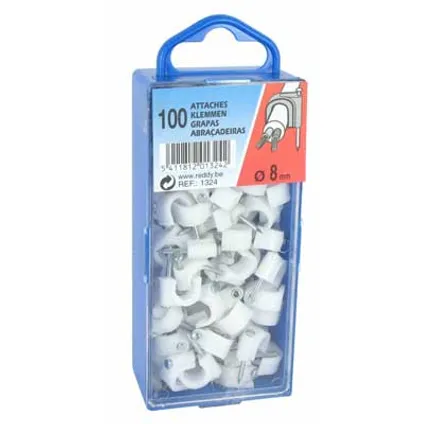 Reddy clips 8mm wit 100st.
