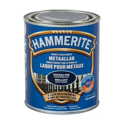 Laque métaux Hammerite bleu foncé brillant 750ml