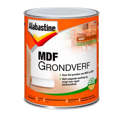 Alabastine grondverf MDF 2-in-1 wit 1L