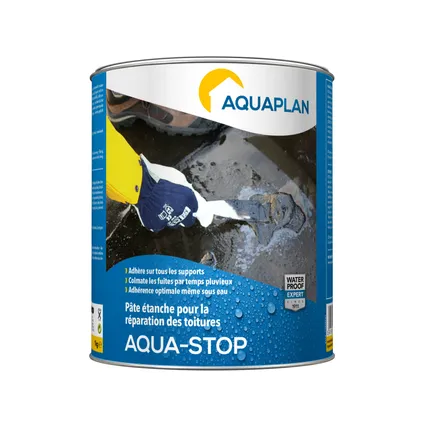 Pâte étanche réparation toitures Aquaplan Aqua-Stop noir 1kg 2