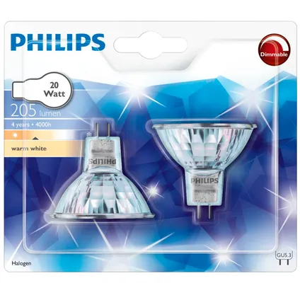 Spot halogène Philips 20W GU5.3 - 2 pièces 2