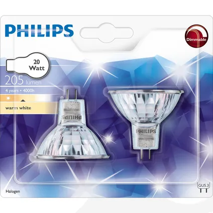 Spot halogène Philips 20W GU5.3 - 2 pièces 8