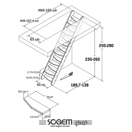 Sogem - Molenaarstrap Amarant - 280x60 cm - ruimtebesparend - eenvoudig te monteren 5