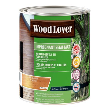 Wood Lover houtbescherming 'Impregnant semi - mat' kastnje 641 - 2,5L