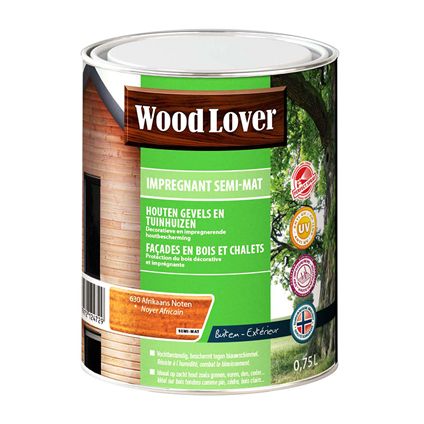 Wood Lover houtbescherming 'Impregnant semi - mat' Africaans noten 630 - 750ml