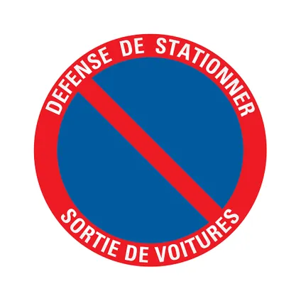 Pickup bord "Défense de stationner" Ø18cm PVC rood/blauw