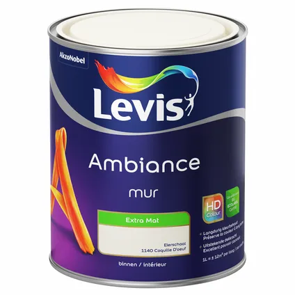 Peinture murale Levis Ambiance Mur coquille d'oeuf extra mat 1L 5