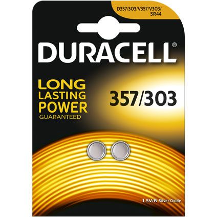 Duracell zilveroxide knoopcel batterij '357/303' 1,5 V - 2 stuks