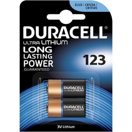 Pile ultra lithium Duracell '123' 3 V - 2 pcs